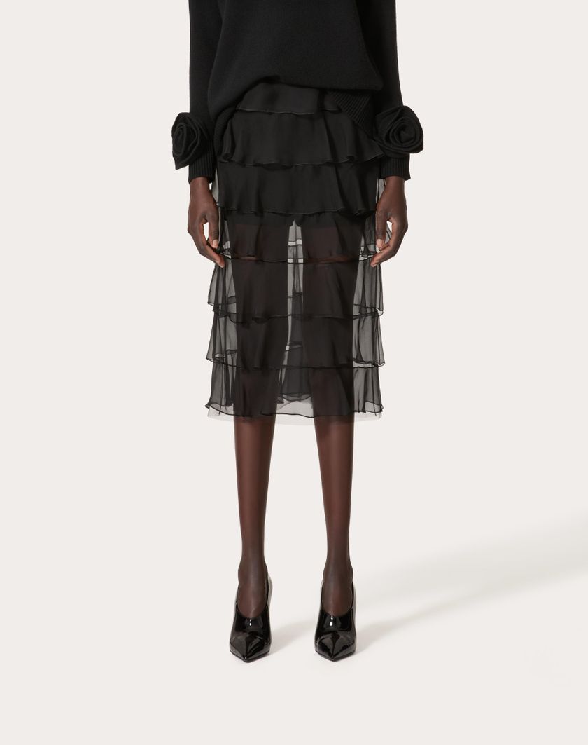 Valentino Handbags Gonna In Chiffon per Donna in Nero | Valentino IT In Saldo