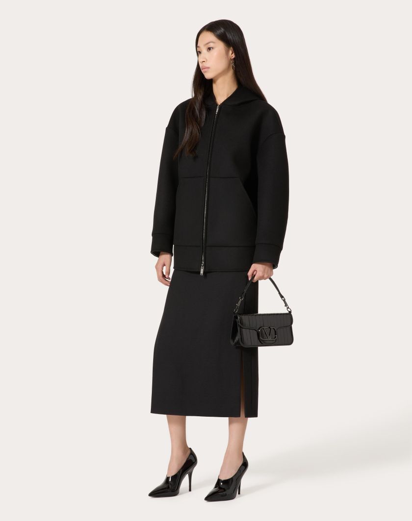 Valentino Handbags Gonna Midi In Grisaille per Donna in Nero | Valentino IT Soddisfazione Garantita