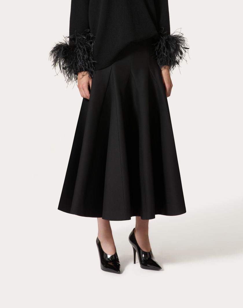 Valentino Handbags Gonna Midi In Crepe Couture per Donna in Nero | Valentino IT Consegna Veloce