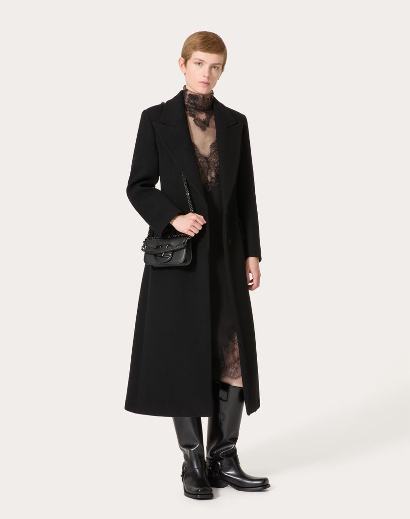 Valentino Handbags Cappotto In Compact Coat per Donna in Nero | Valentino IT Shopping Online