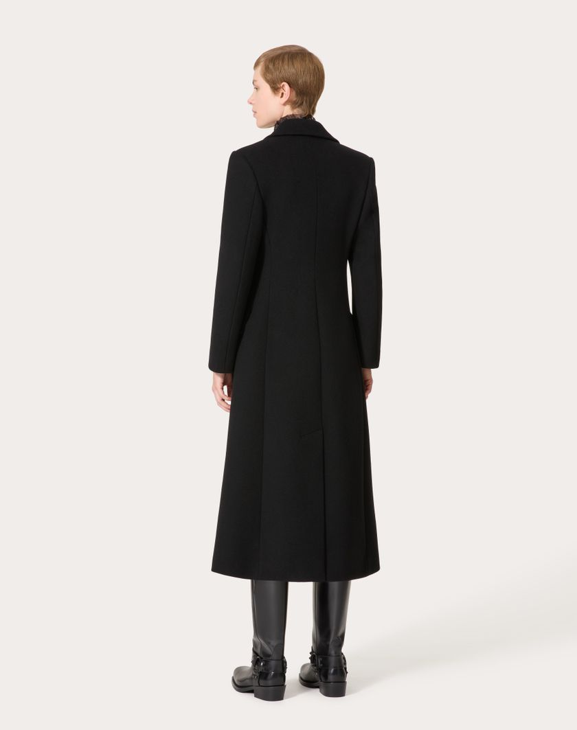 Valentino Handbags Cappotto In Compact Coat per Donna in Nero | Valentino IT Shopping Online