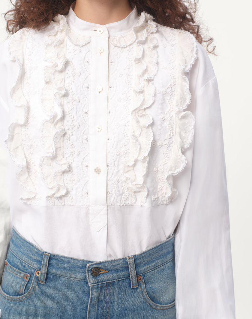 Valentino Handbags Top In Cotone E Lino Ricamato per Donna in Bianco | Valentino IT Sottocosto