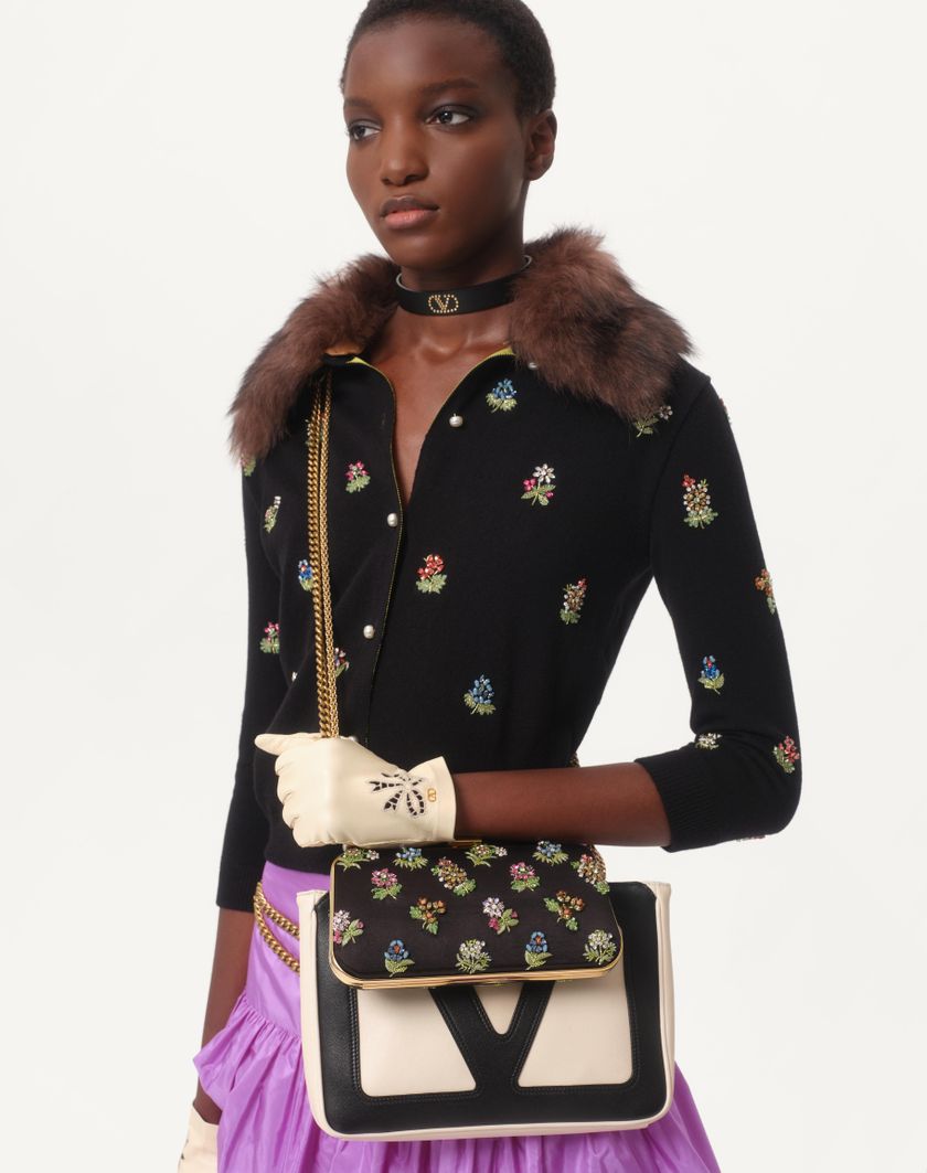 Valentino Handbags Cardigan In Lana Ricamato per Donna in Nero | Valentino IT Online