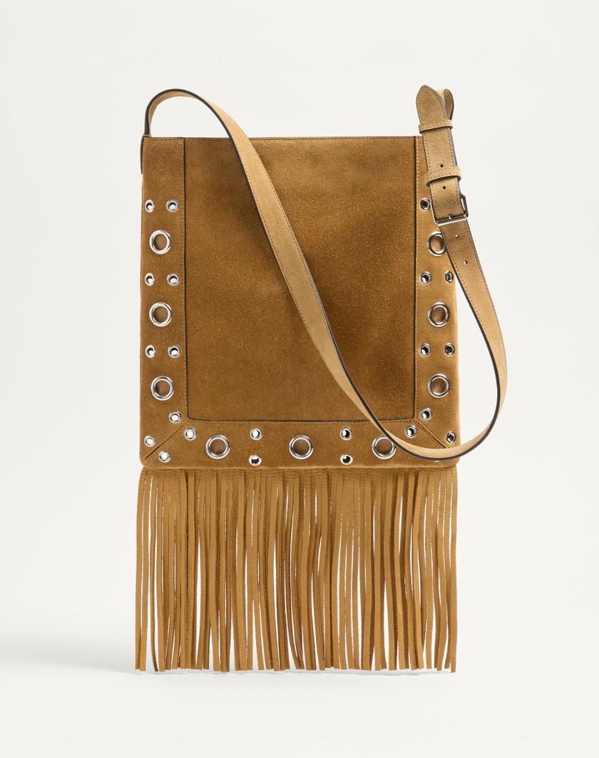 Valentino Handbags Borsa A Spalla Valentino Garavani Nellcôte In Suede Con Frange per Donna in Beige | Valentino IT Negozio