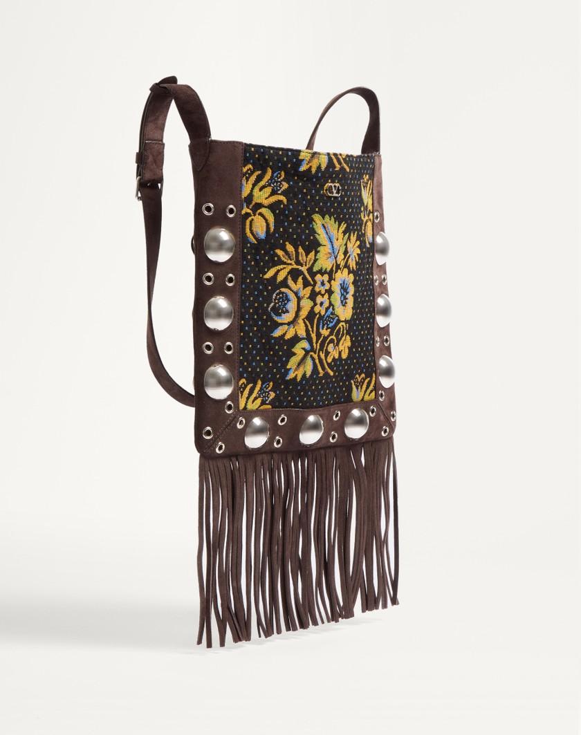 Valentino Handbags Borsa A Spalla Valentino Garavani Nellcôte In Tessuto Jacquard Con Frange per Donna in Multicolor/testa Di Moro | Valentino IT In Saldo