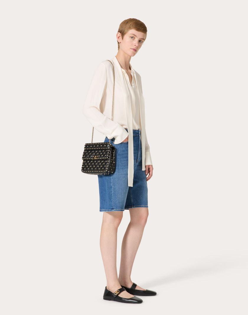Valentino Handbags Borsa Media Rockstud Spike In Nappa per Donna in Nero | Valentino IT Qualità Garantita
