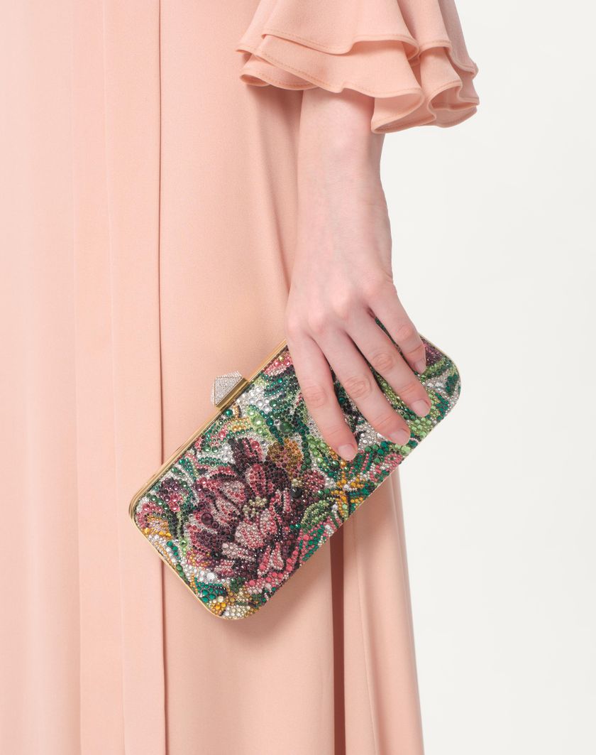 Valentino Handbags Abito Lungo In Georgette Ricamato per Donna in Rose Mist | Valentino IT Saldi Di Fabbrica