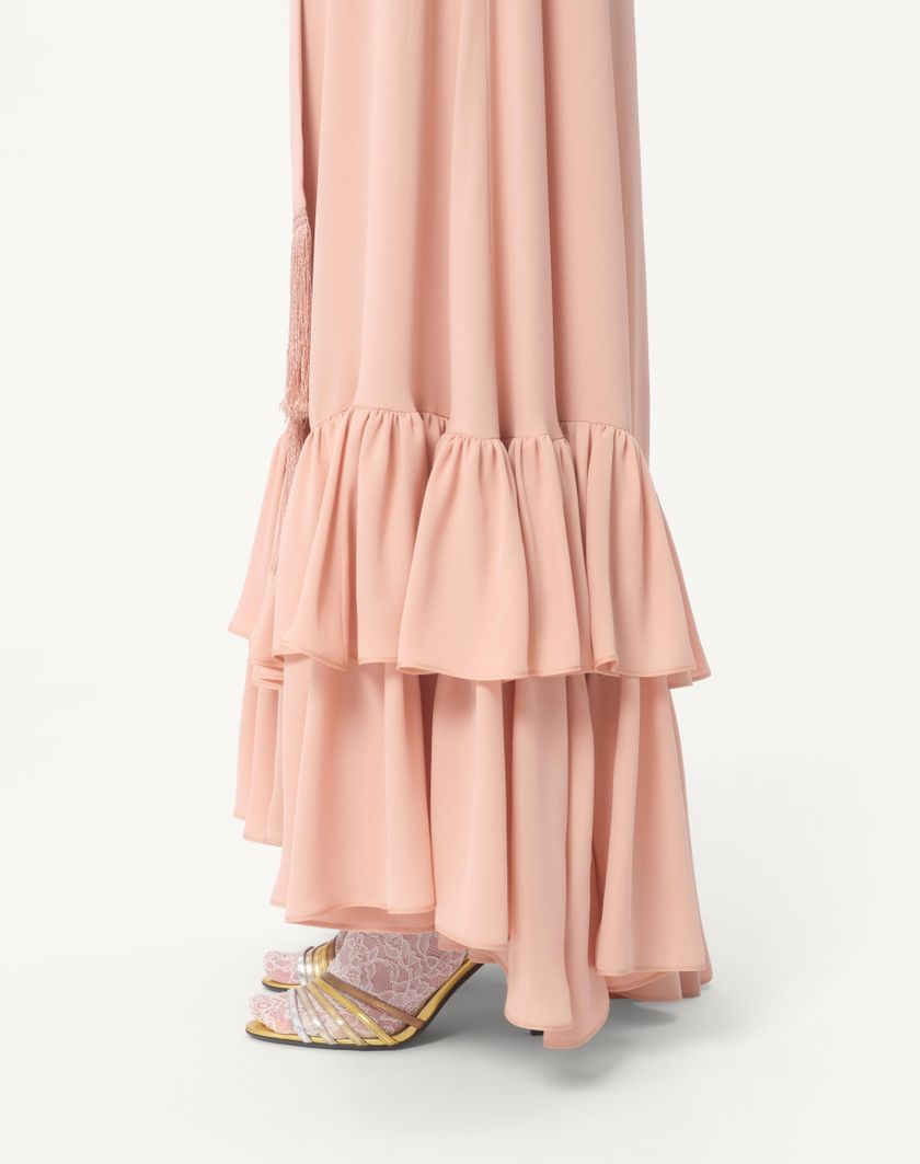 Valentino Handbags Abito Lungo In Georgette Ricamato per Donna in Rose Mist | Valentino IT Saldi Di Fabbrica
