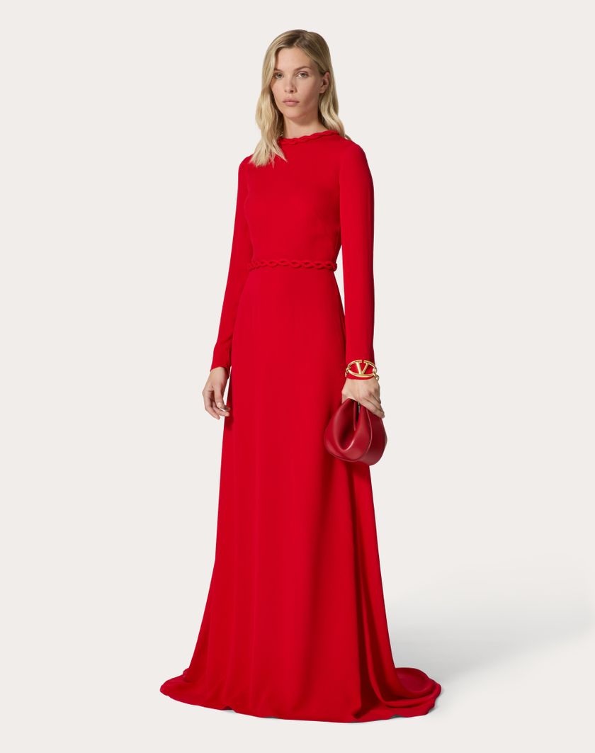 Valentino Handbags Abito Da Sera In Georgette Double per Donna in Rosso | Valentino IT Nuova