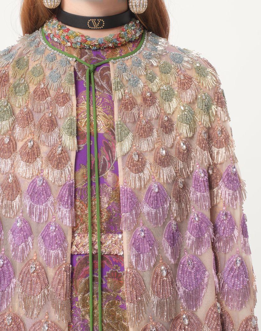 Valentino Handbags Cappa In Organza Ricamata per Donna in Poudre/multicolor | Valentino IT Moda