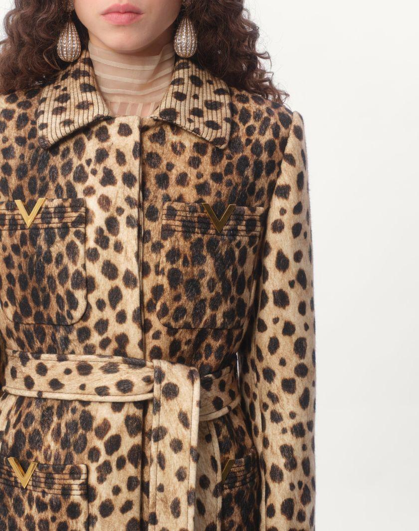 Valentino Handbags Cappotto In Panno Stampato Giaguaro Spots per Donna in Animalier | Valentino IT In Linea