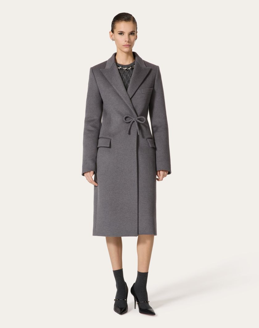 Valentino Handbags Cappotto In Compact Drap per Donna in Grigio Scuro | Valentino IT Spedizione Gratuita