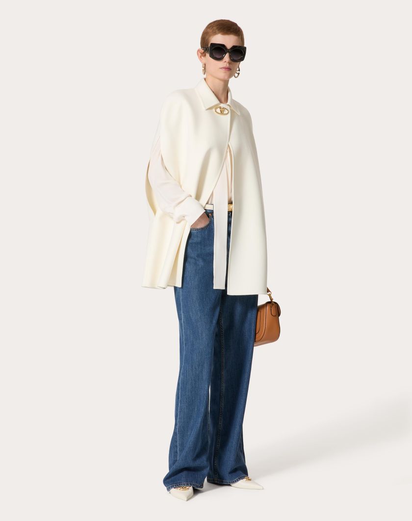 Valentino Handbags Cappa In Compact Drap per Donna in Avorio | Valentino IT Soddisfazione Garantita