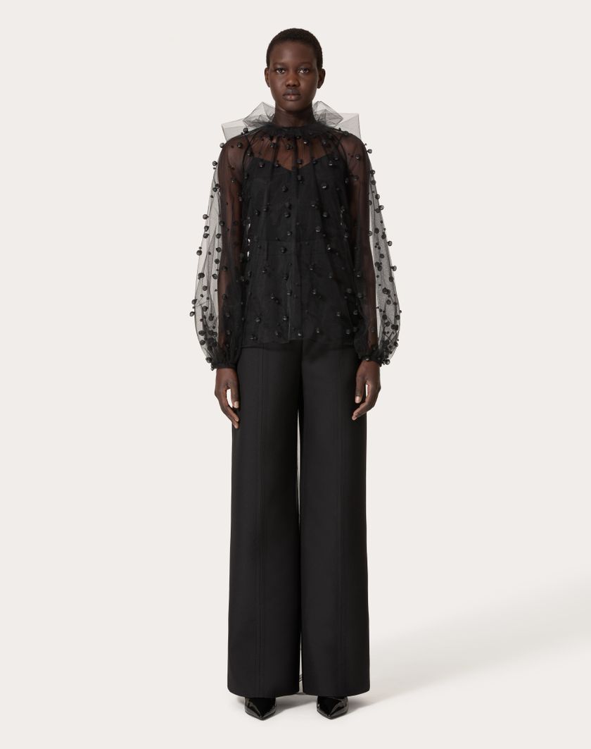 Valentino Handbags Top In Tulle Illusione Ricamata per Donna in Nero | Valentino IT Prezzo Ridotto