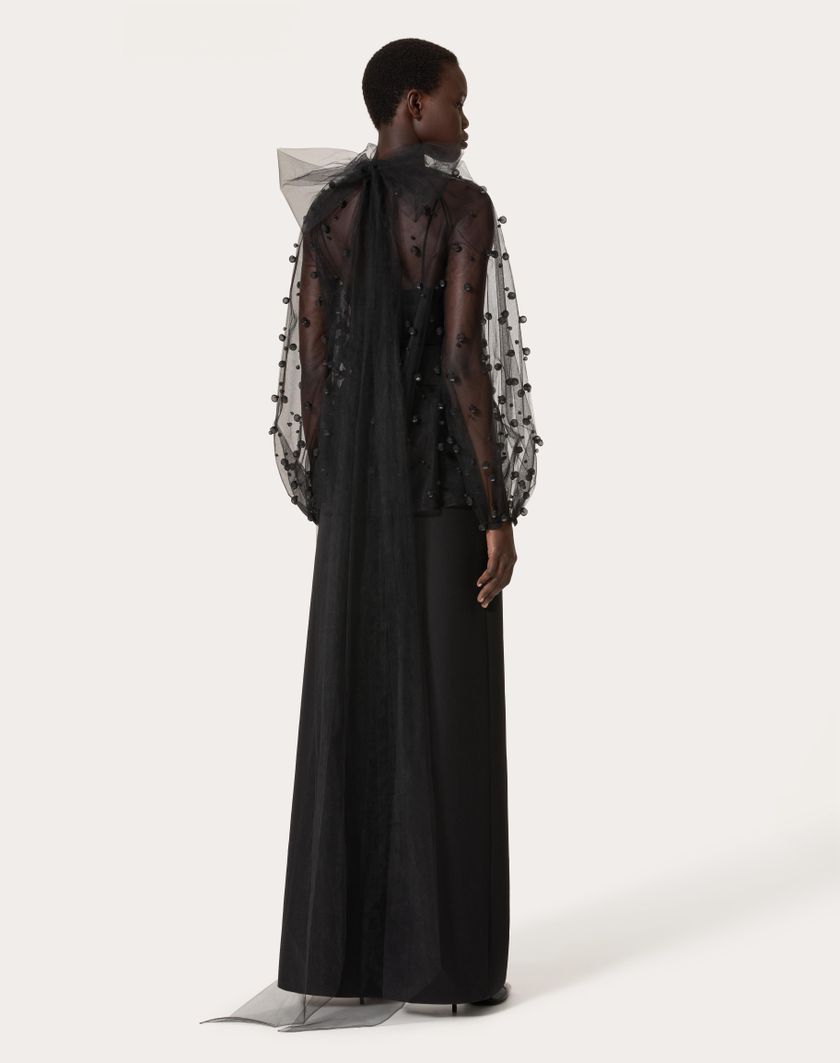 Valentino Handbags Top In Tulle Illusione Ricamata per Donna in Nero | Valentino IT Prezzo Ridotto