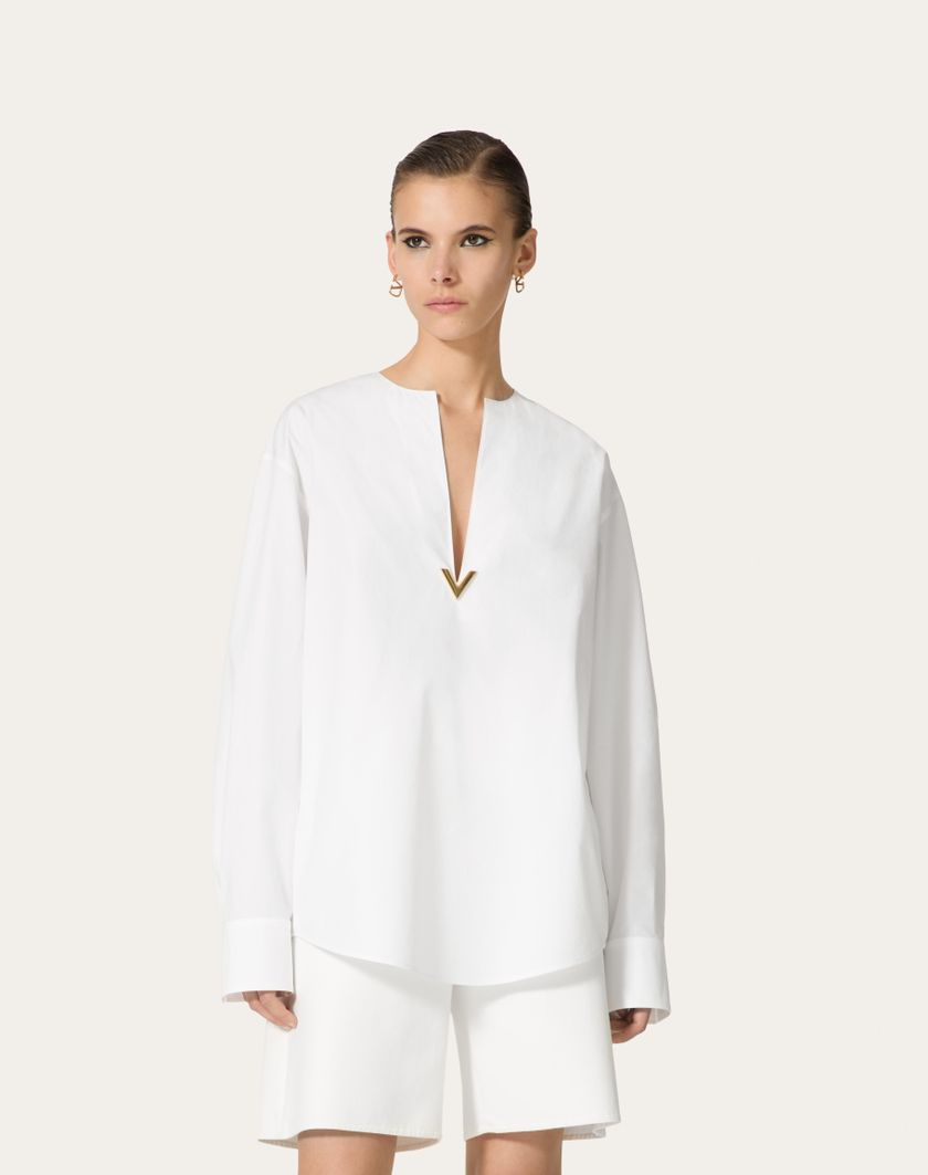 Valentino Handbags Top In Cotton Popeline per Donna in Bianco | Valentino IT Offerta esclusiva
