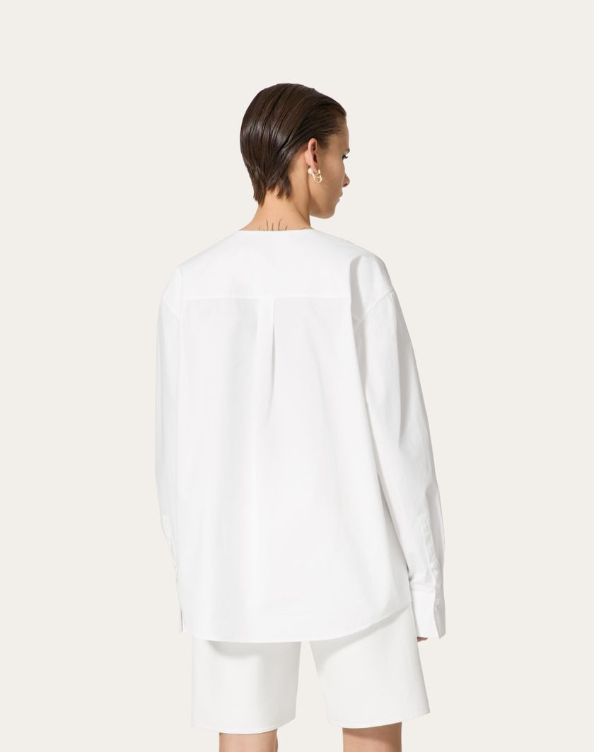 Valentino Handbags Top In Cotton Popeline per Donna in Bianco | Valentino IT Offerta esclusiva