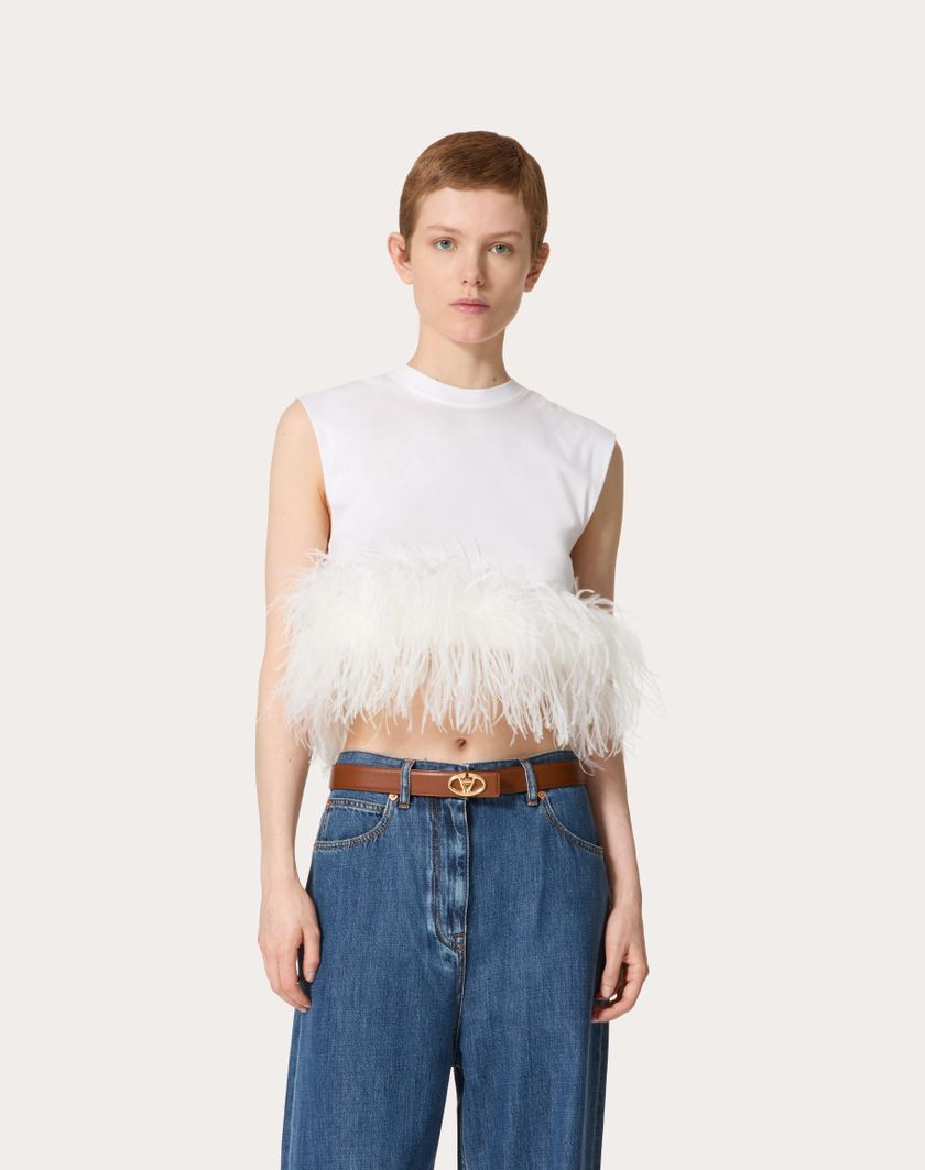 Valentino Handbags Top In Jersey Cotton per Donna in Bianco | Valentino IT Offerta Pasqua