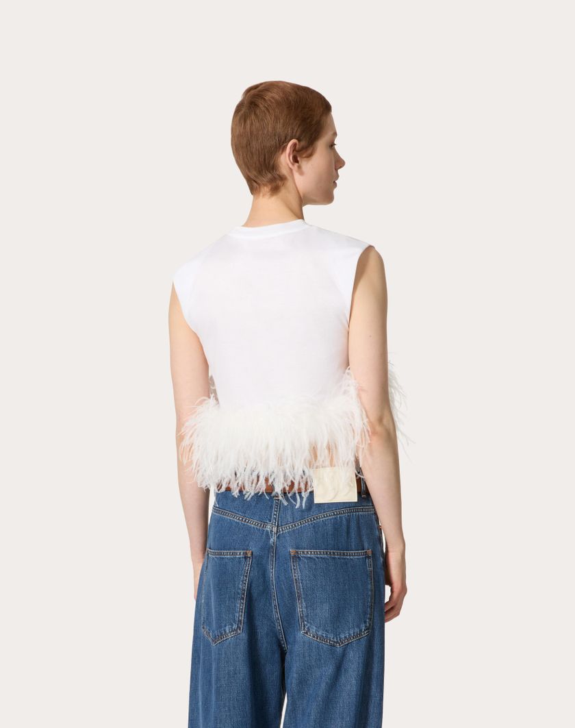 Valentino Handbags Top In Jersey Cotton per Donna in Bianco | Valentino IT Offerta Pasqua