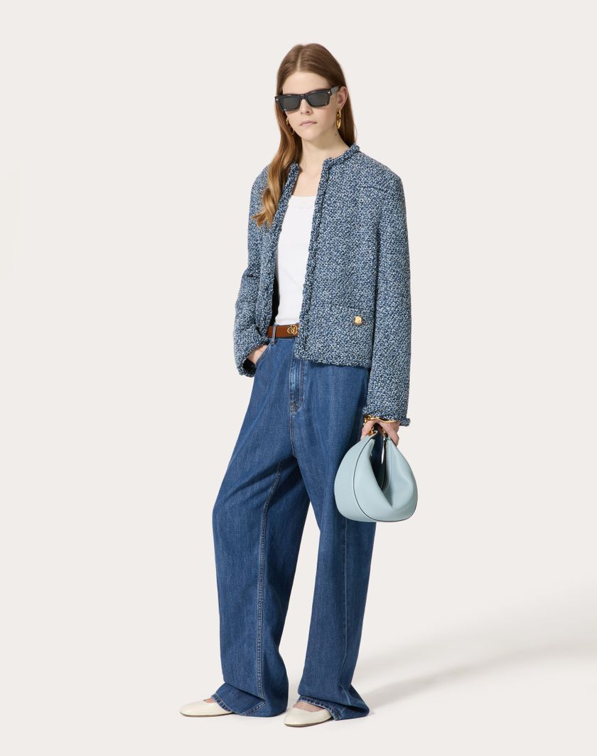 Valentino Handbags Top In Cotton Rib Ricamato per Donna in Bianco | Valentino IT Offerta per la Festa della Mamma