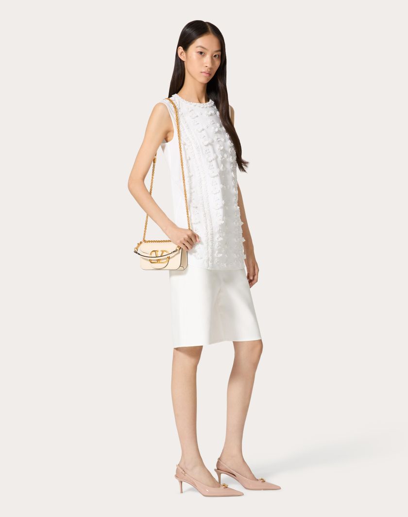 Valentino Handbags Top In Compact Popeline Ricamato per Donna in Bianco | Valentino IT Offerta San Valentino