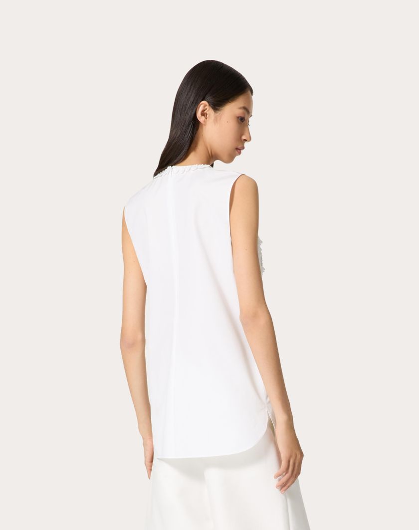 Valentino Handbags Top In Compact Popeline Ricamato per Donna in Bianco | Valentino IT Offerta San Valentino