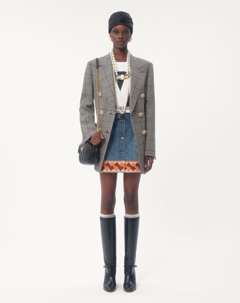 Valentino Handbags Blazer In Pied De Poule Wool per Donna in Avorio/nero | Valentino IT Lightning offer