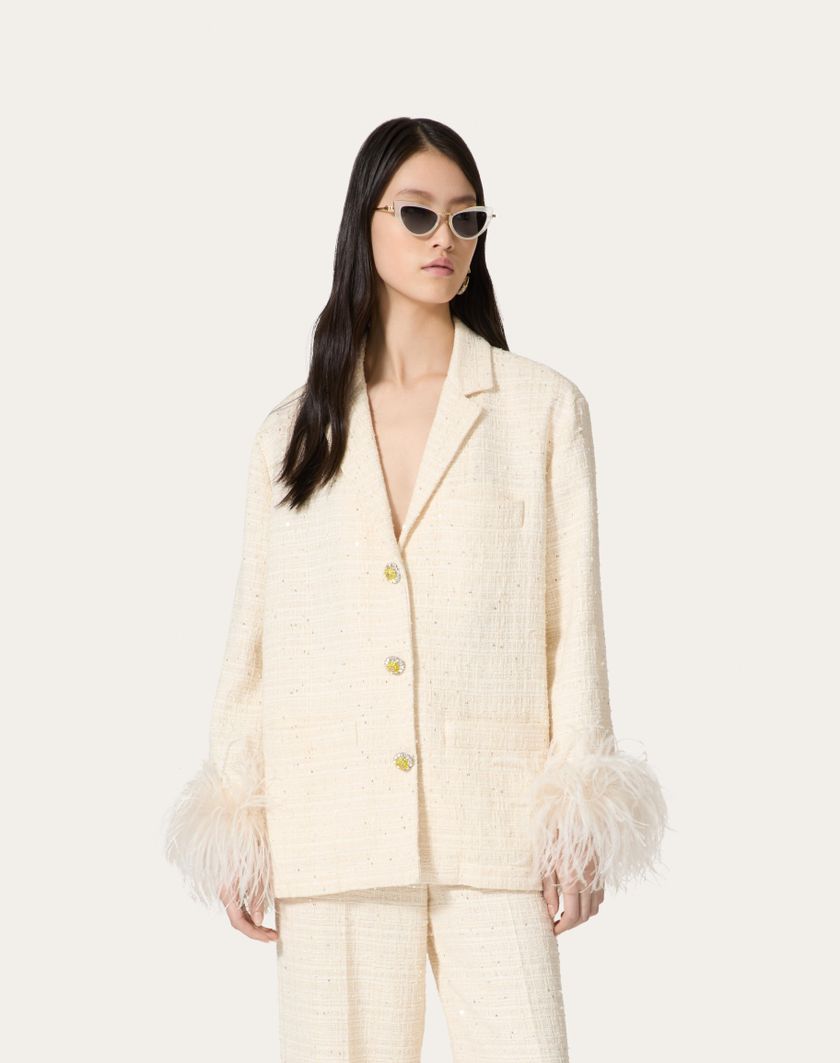 Valentino Handbags Giacca In Delicate Tweed per Donna in Naturale | Valentino IT Offerte giornaliere