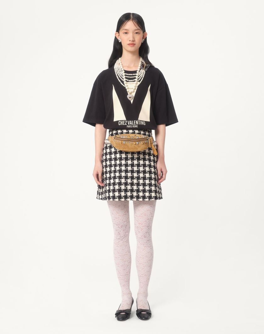 Valentino Handbags T-shirt In Jersey Cotton Con Stampa Chez Valentino per Donna in Nero | Valentino IT Prezzo basso