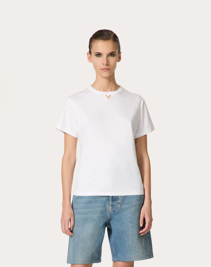Valentino Handbags T-shirt In Cotton Jersey per Donna in Bianco | Valentino IT Super Saving Price