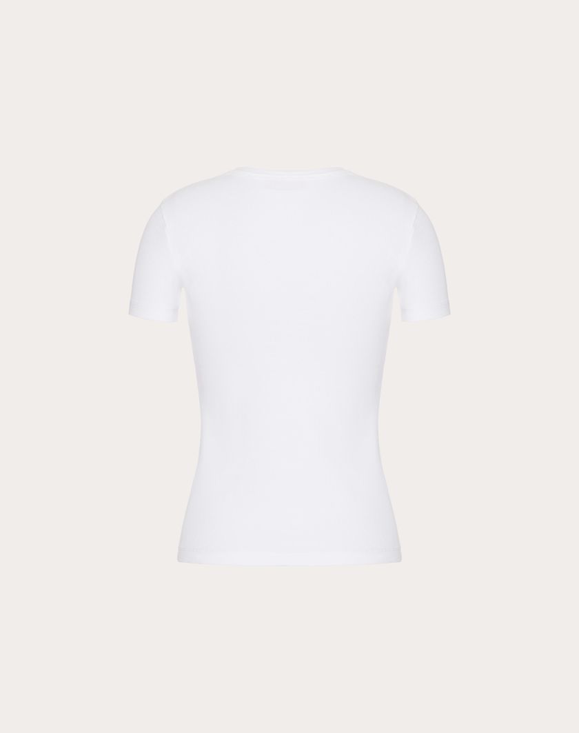 Valentino Handbags T-shirt In Ribbed Cotton per Donna in Bianco | Valentino IT Offerta settimanale