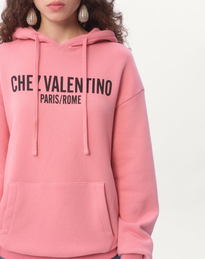 Valentino Handbags Felpa In Cotone Con Cappucco E Stampa Chez Valentino per Donna in Rosa | Valentino IT Ultimi tre giorni