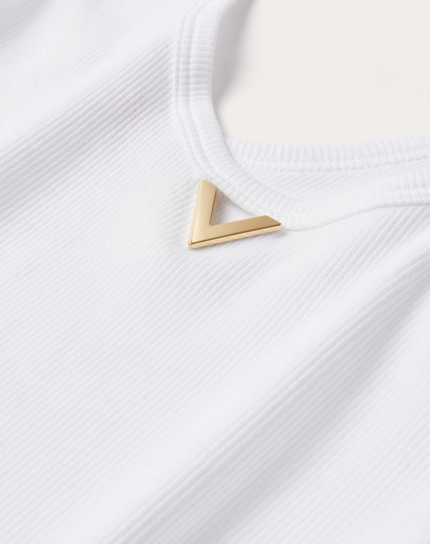 Valentino Handbags Top In Ribbed Cotton per Donna in Bianco | Valentino IT ACQUISTA ORA