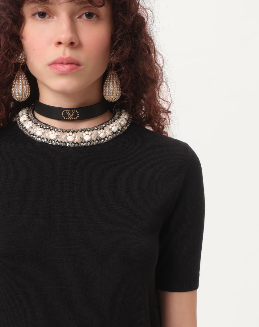 Valentino Handbags Maglia In Lana Ricamata per Donna in Nero | Valentino IT Promozione temporanea