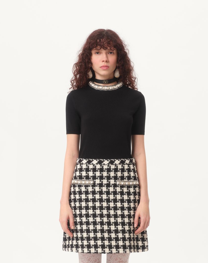 Valentino Handbags Maglia In Lana Ricamata per Donna in Nero | Valentino IT Promozione temporanea