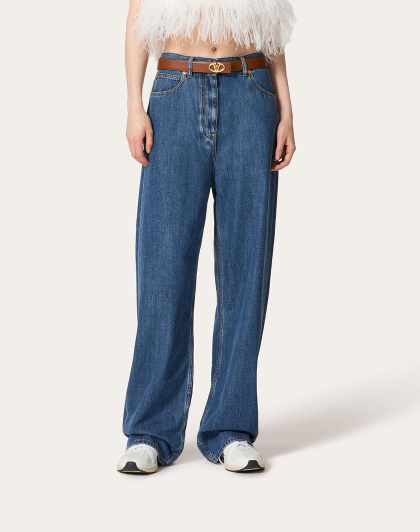 Valentino Handbags Pantaloni In Denim Blu Medio per Donna in Denim | Valentino IT Promozione