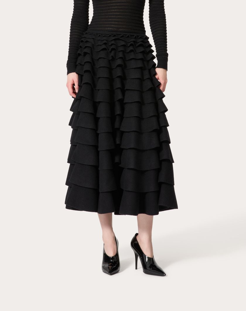 Valentino Handbags Gonna Midi In Maglia per Donna in Nero | Valentino IT Offerta