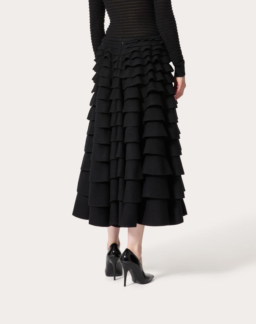 Valentino Handbags Gonna Midi In Maglia per Donna in Nero | Valentino IT Offerta