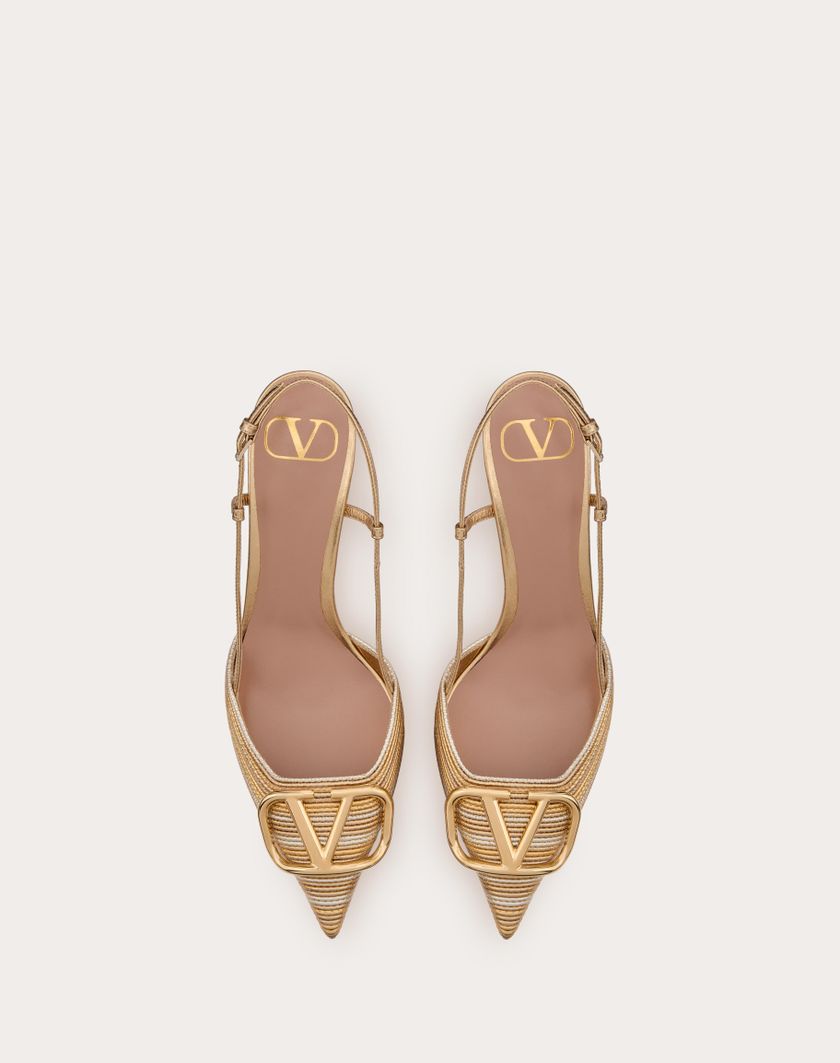Valentino Handbags Décolleté Slingback Vlogo Signature Metalizzato Con Ricamo Cornely 80mm per Donna in Oro | Valentino IT Vendita calda
