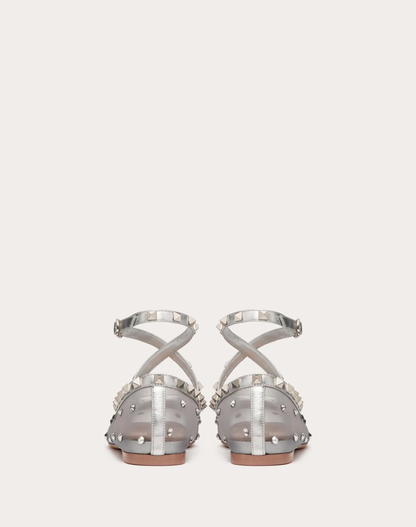 Valentino Handbags Ballerina Rockstud In Rete Con Cristalli per Donna in Pastel Grey/silver | Valentino IT Prezzo basso