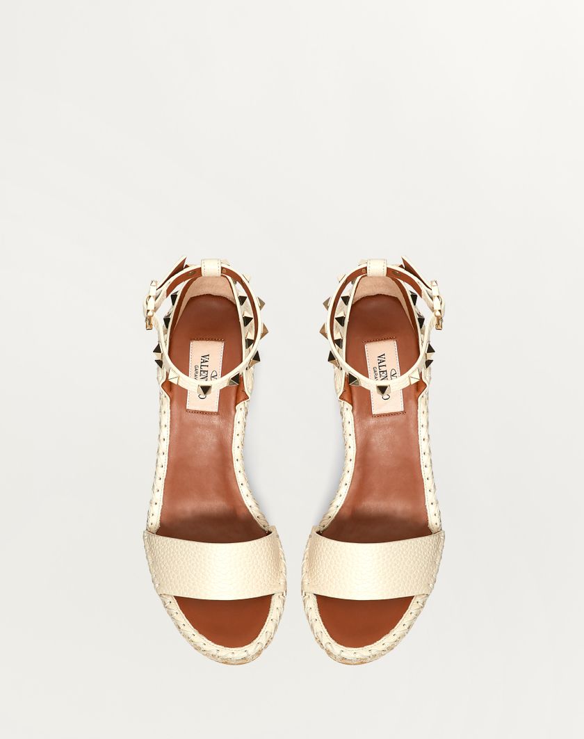 Valentino Handbags Sandalo Zeppa Rockstud Double In Vitello Granato 105mm per Donna in Poudre | Valentino IT Enormi sconti