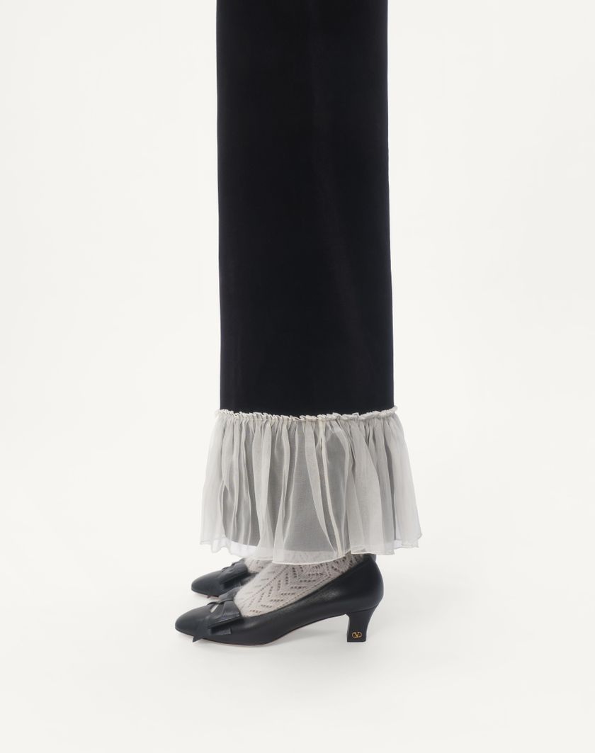 Valentino Handbags Pantaloni In Cotton Velvet per Donna in Nero/avorio | Valentino IT Duty-free