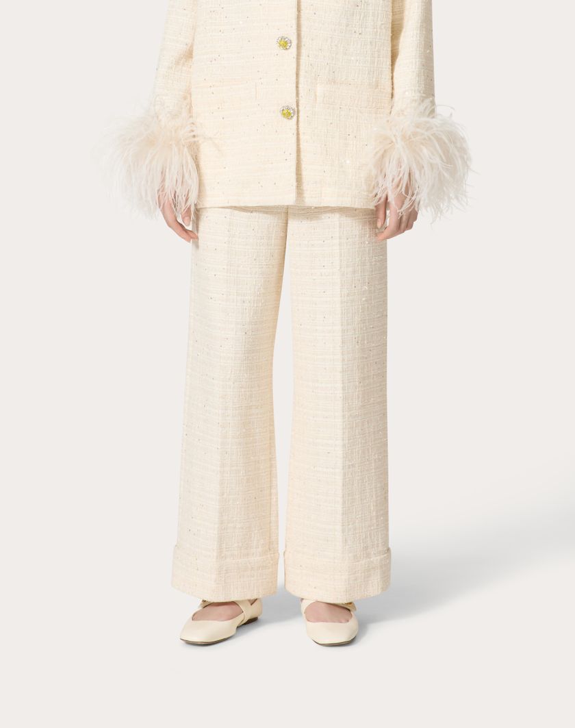 Valentino Handbags Pantaloni In Delicate Tweed per Donna in Naturale | Valentino IT Promozione