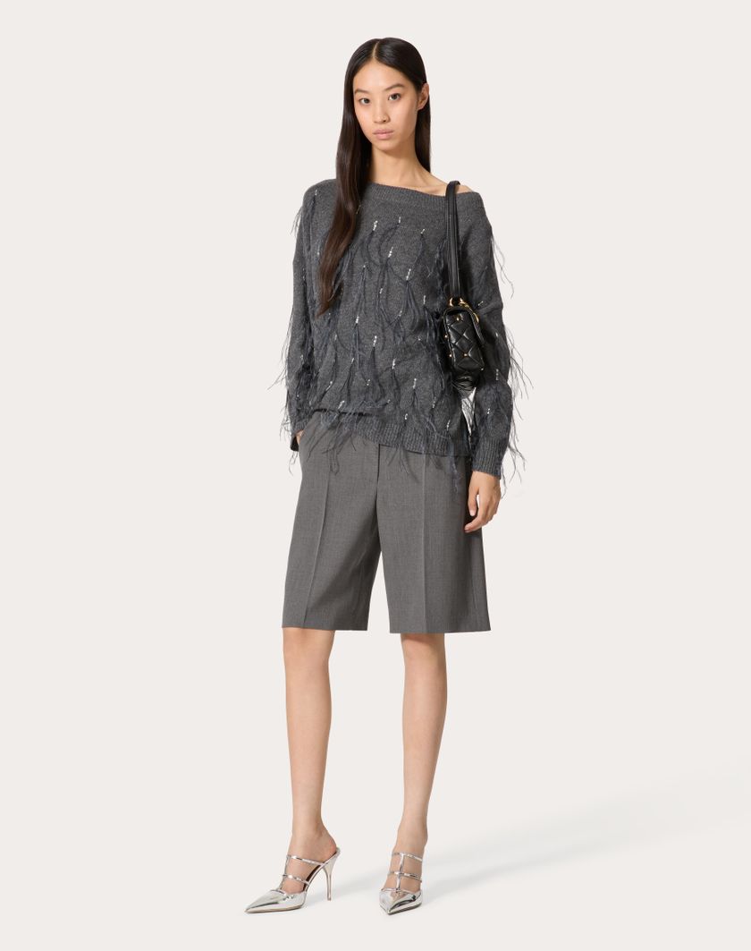 Valentino Handbags Bermuda In Active Gabardine per Donna in Grigio | Valentino IT Consegna Veloce