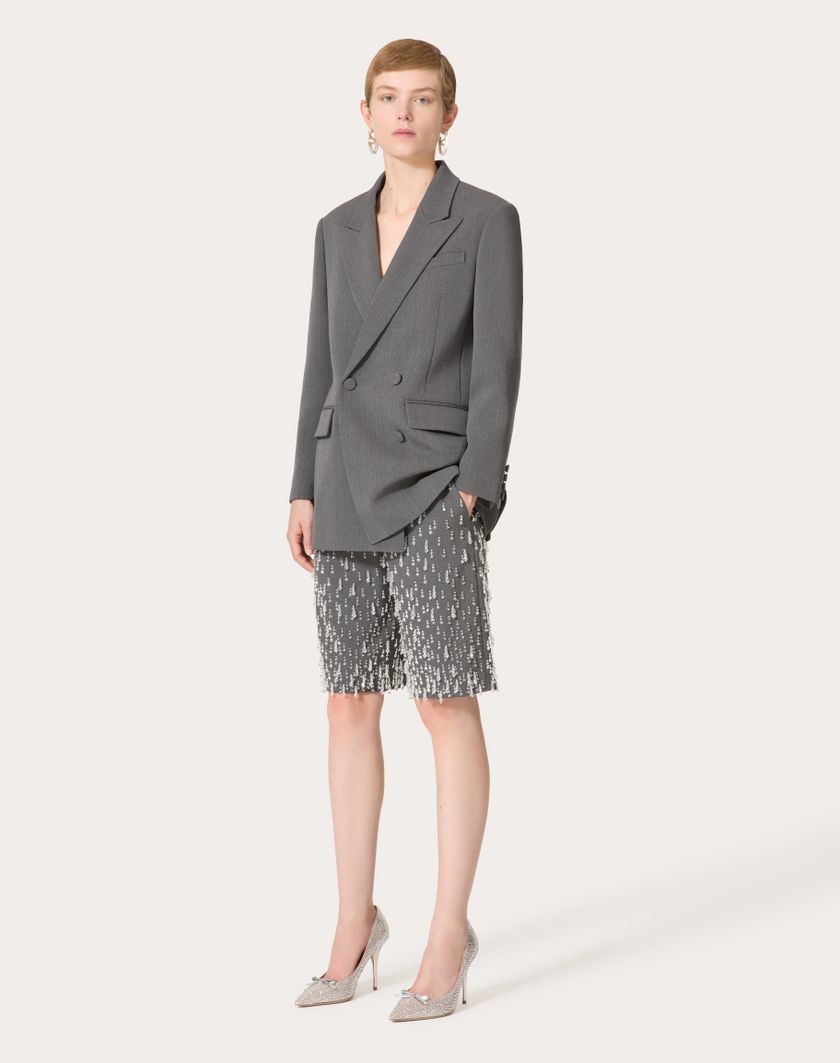 Valentino Handbags Bermuda In Active Gabardine Ricamati per Donna in Grigio | Valentino IT Promozione Limitata