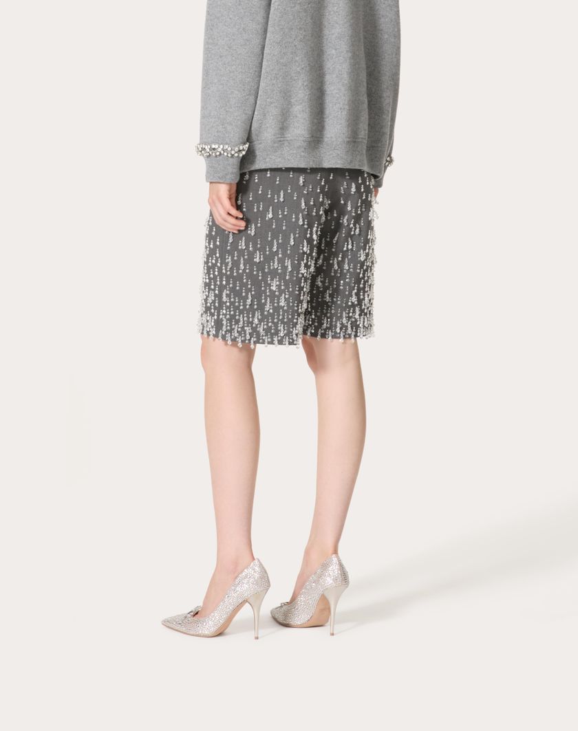 Valentino Handbags Bermuda In Active Gabardine Ricamati per Donna in Grigio | Valentino IT Promozione Limitata