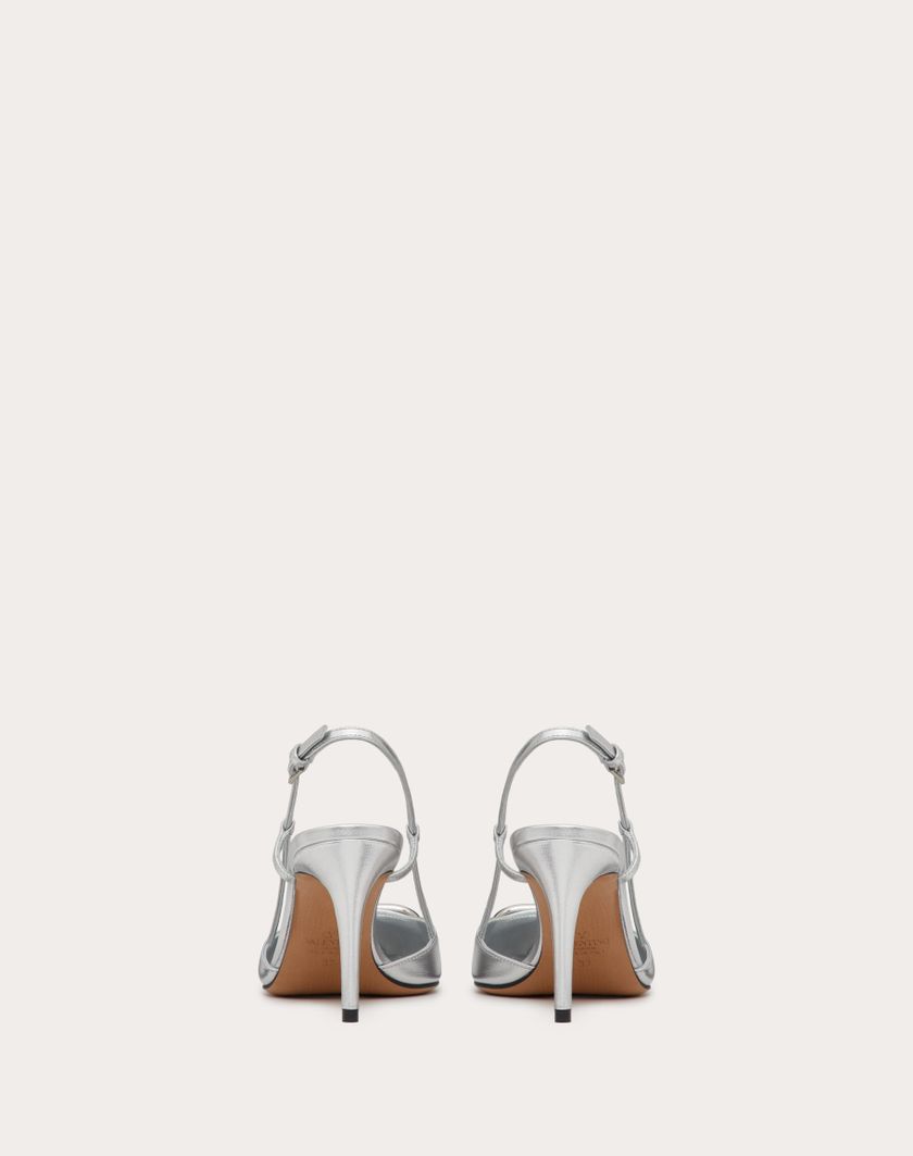 Valentino Handbags Décolleté Slingback Vlogo Signature In Nappa Laminata 80mm per Donna in Silver | Valentino IT Prezzo Ridotto