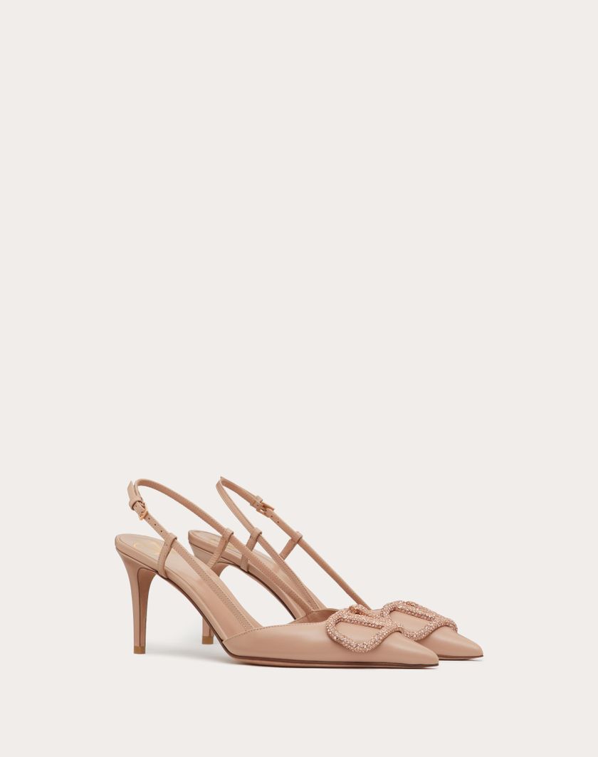 Valentino Handbags Décolleté Slingback Vlogo Signature In Vitello 80mm per Donna in Rose Cannelle | Valentino IT Novità