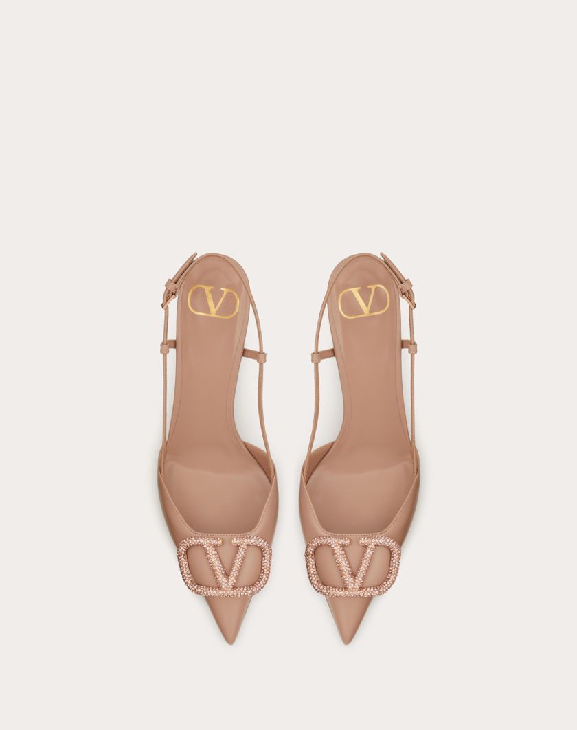 Valentino Handbags Décolleté Slingback Vlogo Signature In Vitello 80mm per Donna in Rose Cannelle | Valentino IT Novità