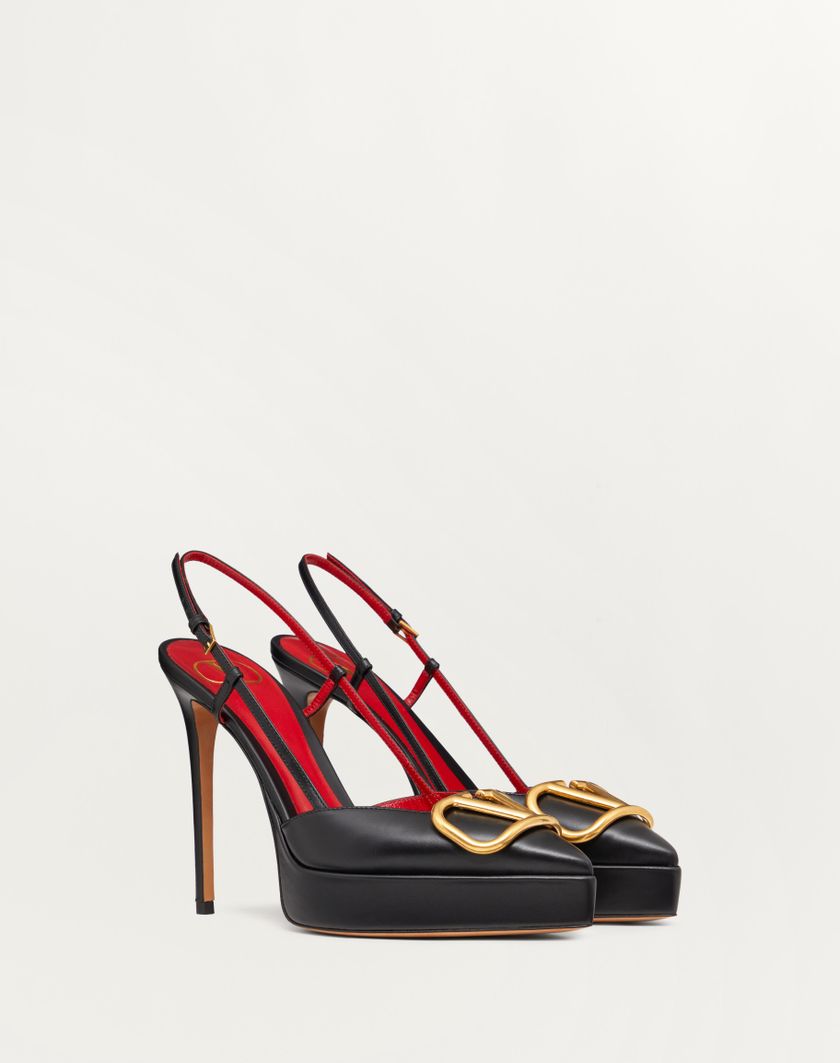 Valentino Handbags Décolleté Slingback Con Plateau Vlogo Signature In Vitello 120mm per Donna in Poudre | Valentino IT Offerte